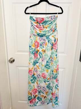 Grace Karin Women's Strapless Ruched Floral Maxi Dress w Pockets